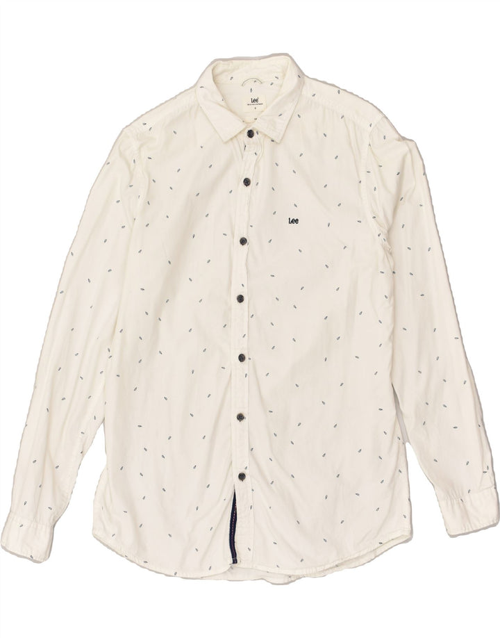 LEE Mens Slim Shirt Medium White Spotted Cotton | Vintage Lee | Thrift | Second-Hand Lee | Used Clothing | Messina Hembry 