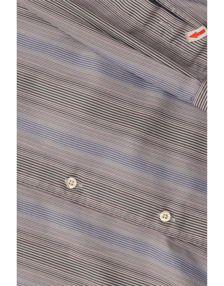 Lacoste Mens Shirt Size 44 XL Blue Striped Cotton