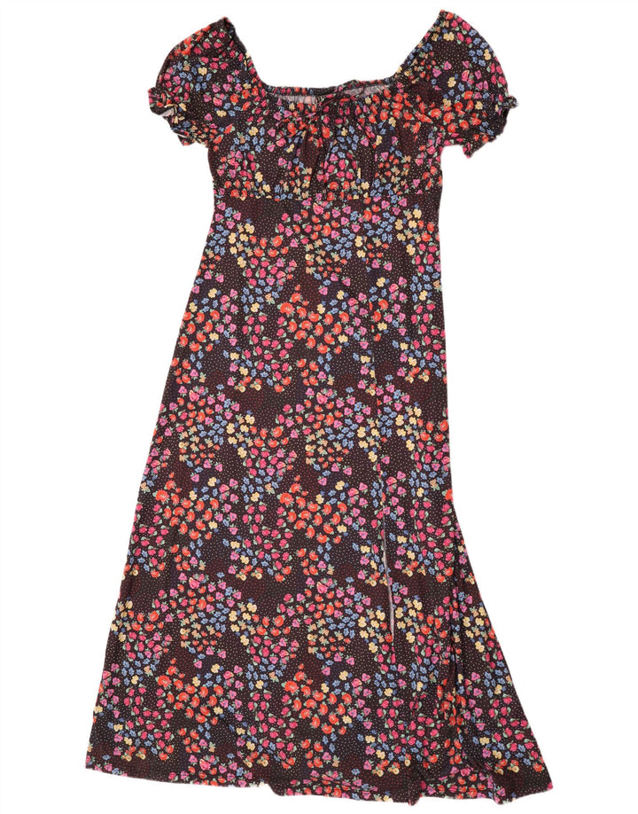 Lipsy Dame Maxi Dress UK 10 Small Black Floral Polyester