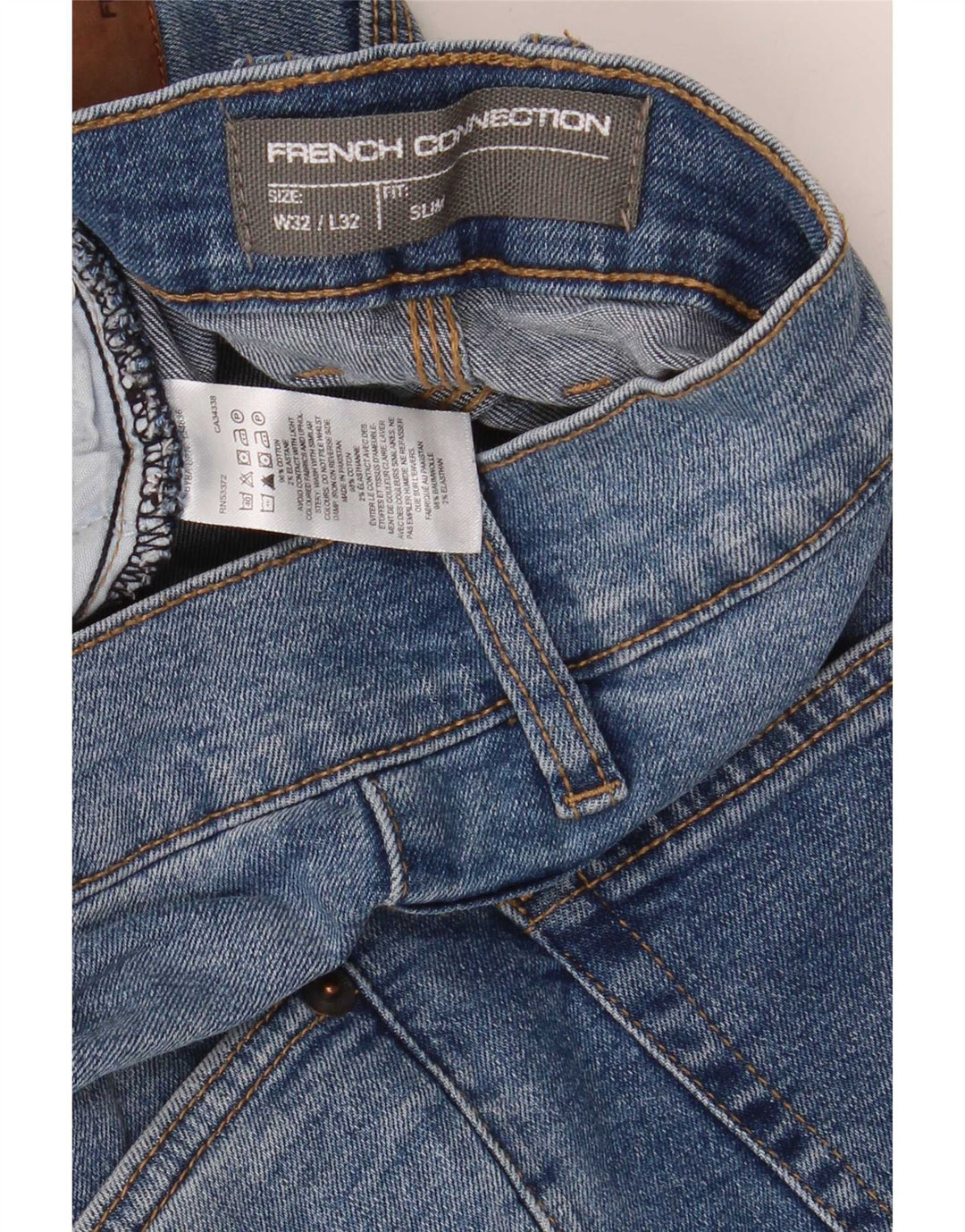 French Connection Jean Slim Homme W32 L32 Bleu Coton
