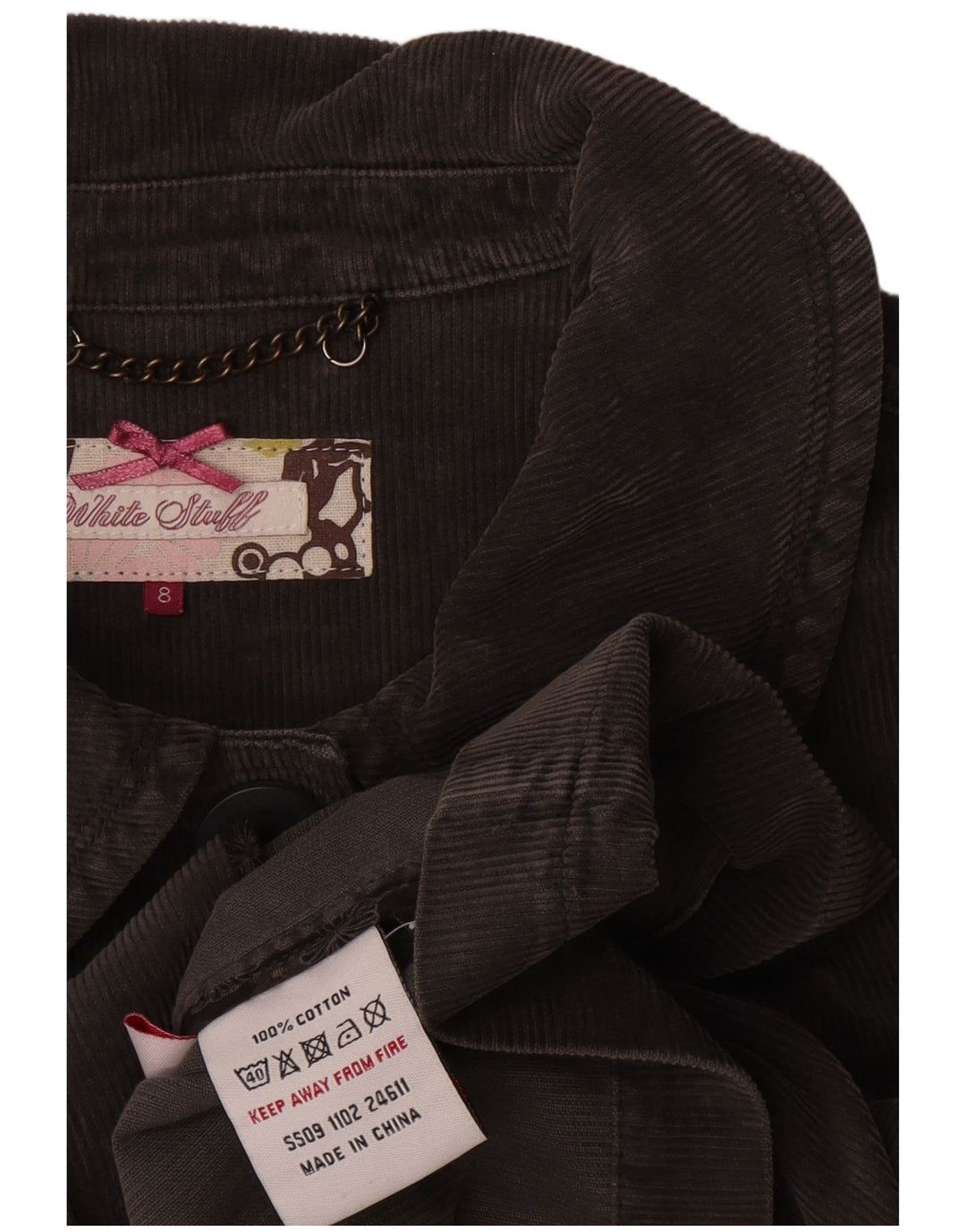 White Stuff Womens Corduroy Jacket UK 8 Small Grey Cotton