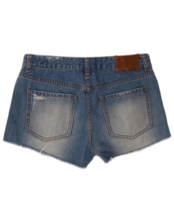 Pantaloncini di jeans invecchiati a vita bassa da donna Billabong W26 piccoli in cotone blu