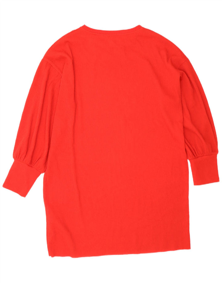 Zara Womens Long Sleeve Oversized Tent Dress UK 16 Large Red Polyester