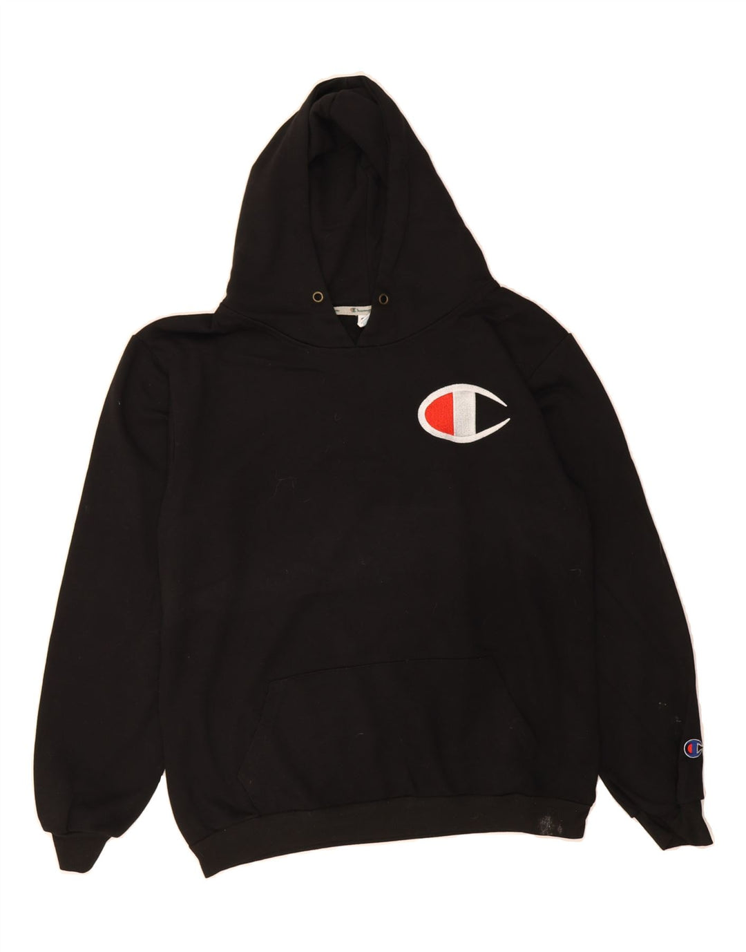 CHAMPION Mens Graphic Hoodie Jumper Large Black Vintage Champion and Second-Hand Champion from Messina Hembry 