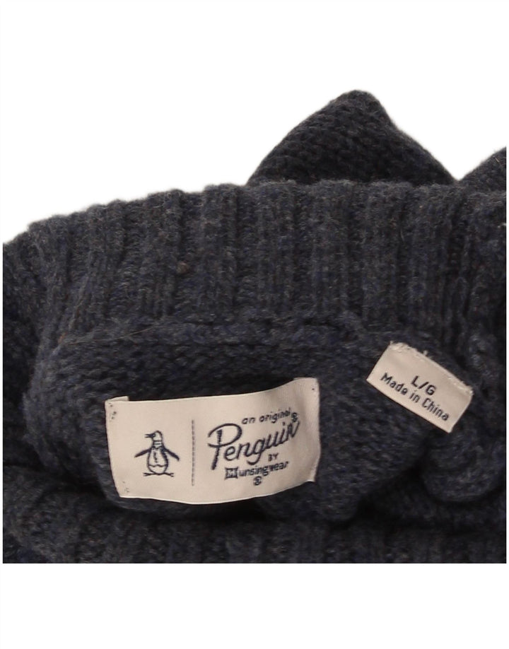 Penguin Womens Roll Neck Jumper Sweater UK 16 Large Navy Blue