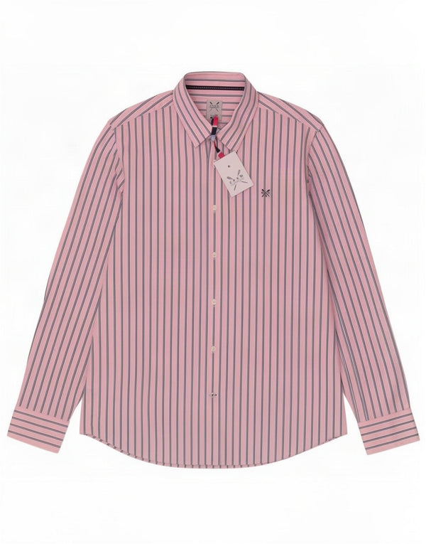 Crew Clothing Camisa de corte clásico para hombre Algodón a rayas rosa grande