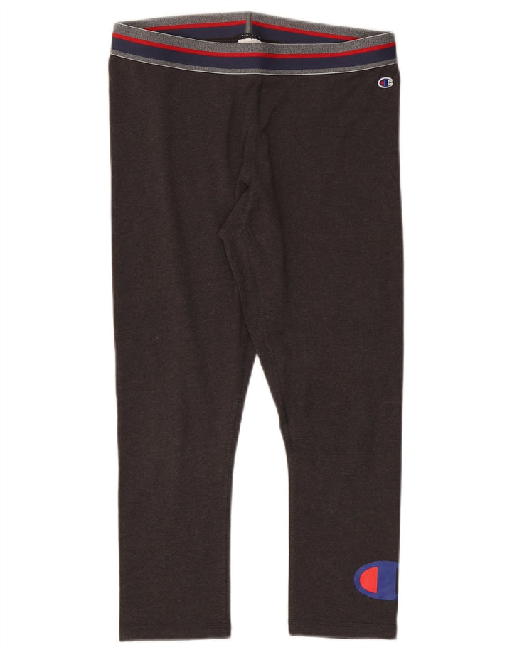 Champion Womens Graphic Capri Leggings UK 12 Medium Brown Cotton