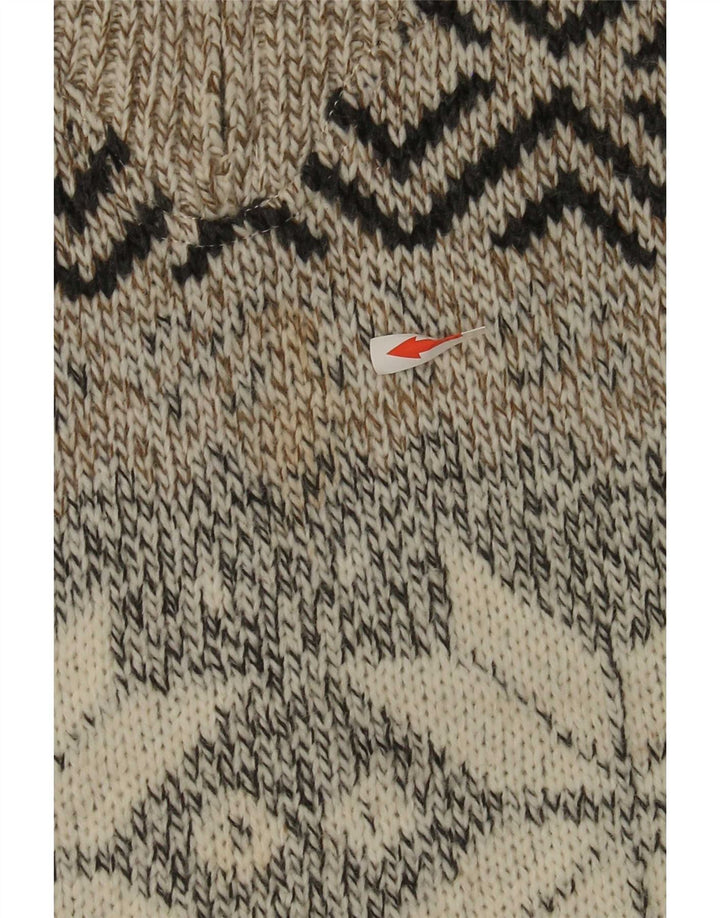 C&A Mens Canda Zip Neck Jumper Sweater Medium Beige Fair Isle Acrylic