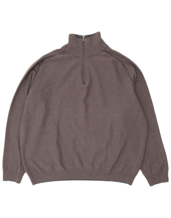 Hugo Boss Herre Slim Fit Zip Neck Jumper Sweater 2XL Grå Virgin Wool