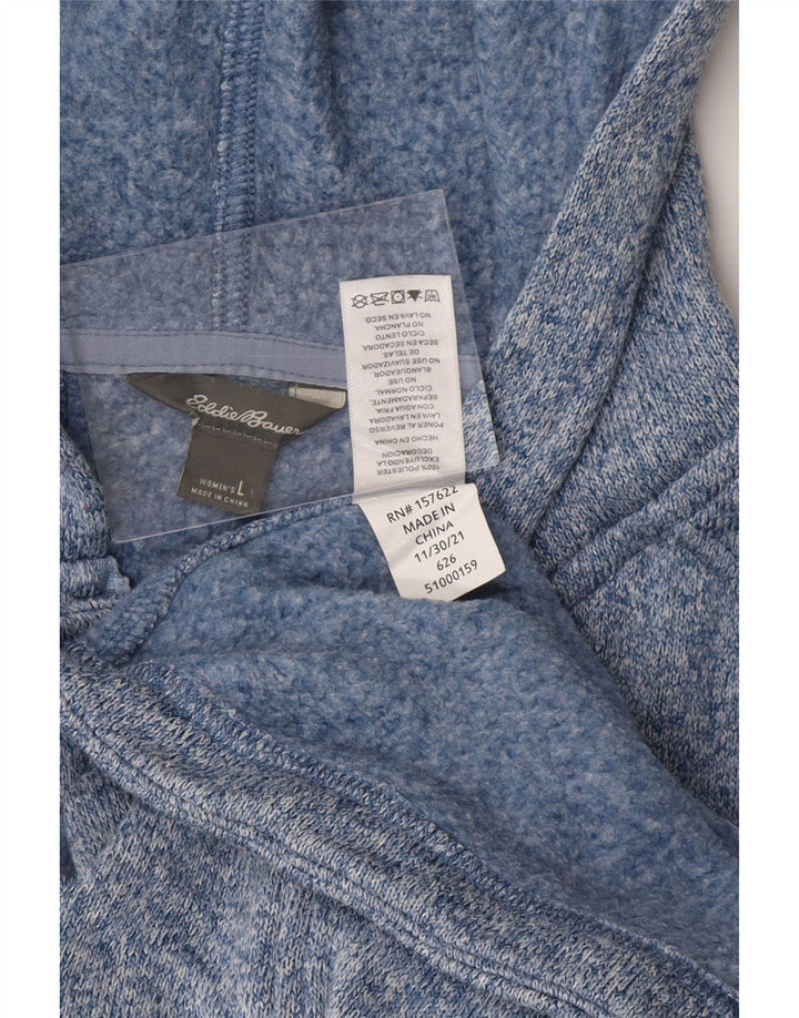 EDDIE BAUER Womens Zip Hoodie Sweater UK 16 Large Blue Polyester