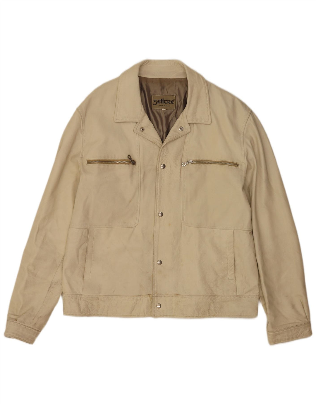 Settore Mens Leather Jacket UK 42 XL Beige