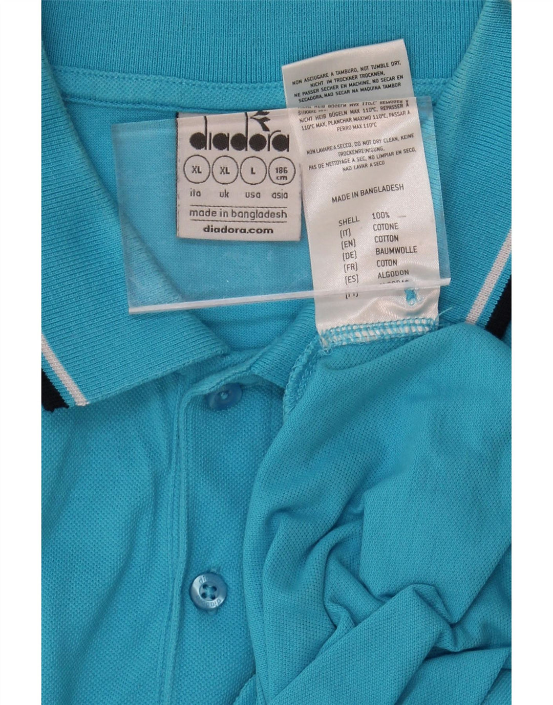 DIADORA Mens Polo Shirt XL Blue Cotton Vintage Diadora and Second-Hand Diadora from Messina Hembry 