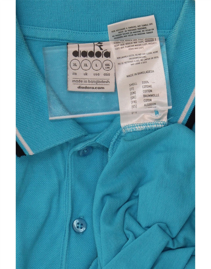 DIADORA Mens Polo Shirt XL Blue Cotton Vintage Diadora and Second-Hand Diadora from Messina Hembry 
