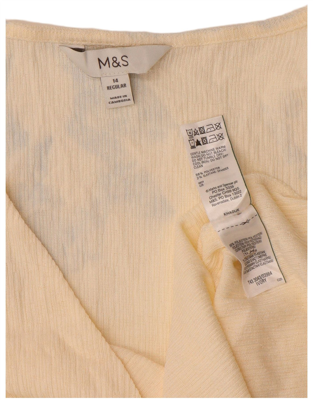 Женская блузка с длинным рукавом Marks & Spencer UK 14, средний бежевый полиэстер