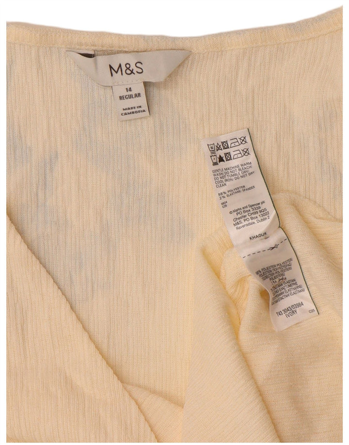 Женская блузка с длинным рукавом Marks & Spencer UK 14, средний бежевый полиэстер
