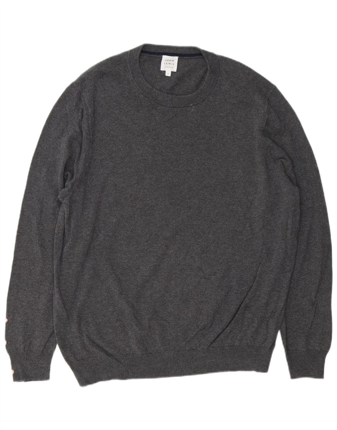 John Lewis Mens Crew Neck Jumper Sweater Large Grey Cotton