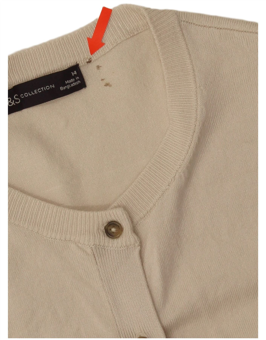 Marks & Spencer Womens Cardigan Sweater UK 14 Medium Off White Viscose