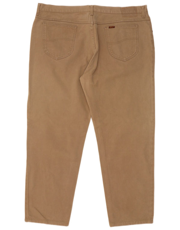 Rifle Mens Straight Casual Trousers W44 L31 Beige Cotton