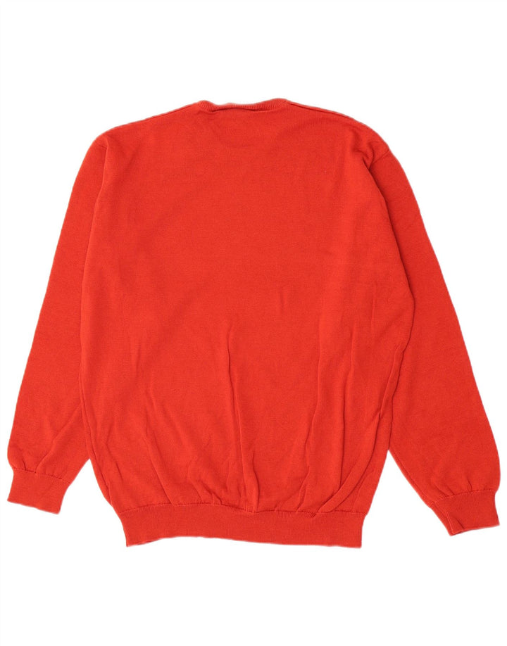 Lacoste Mens Crew Neck Jumper Sweater Size 6 XL Red Virgin Wool