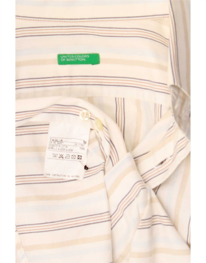 Chemise Benetton pour homme en coton blanc moyen à fines rayures