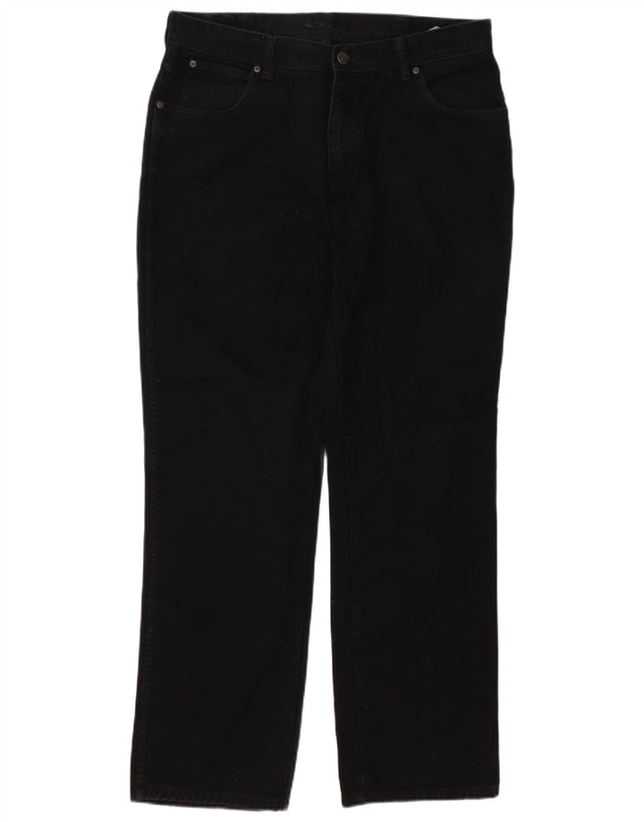 Wrangler Mens Regular Fit Straight Jeans W36 L32 Black Cotton