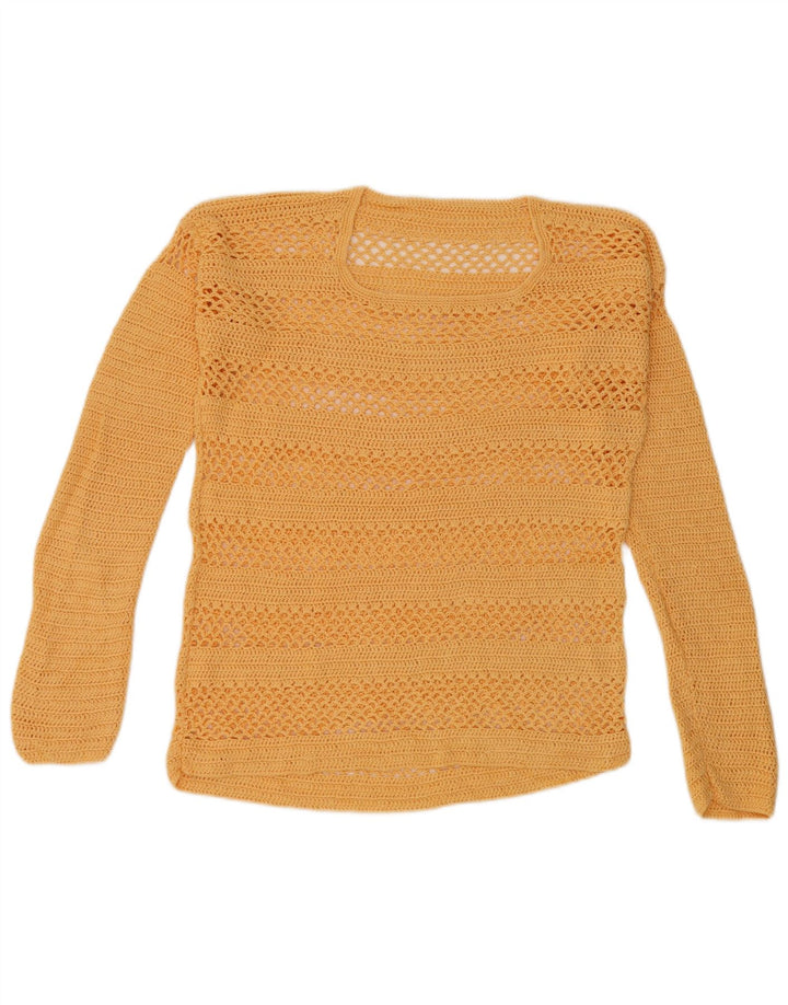 Vintage Womens Crochet Blouse Top UK 14 Large Yellow