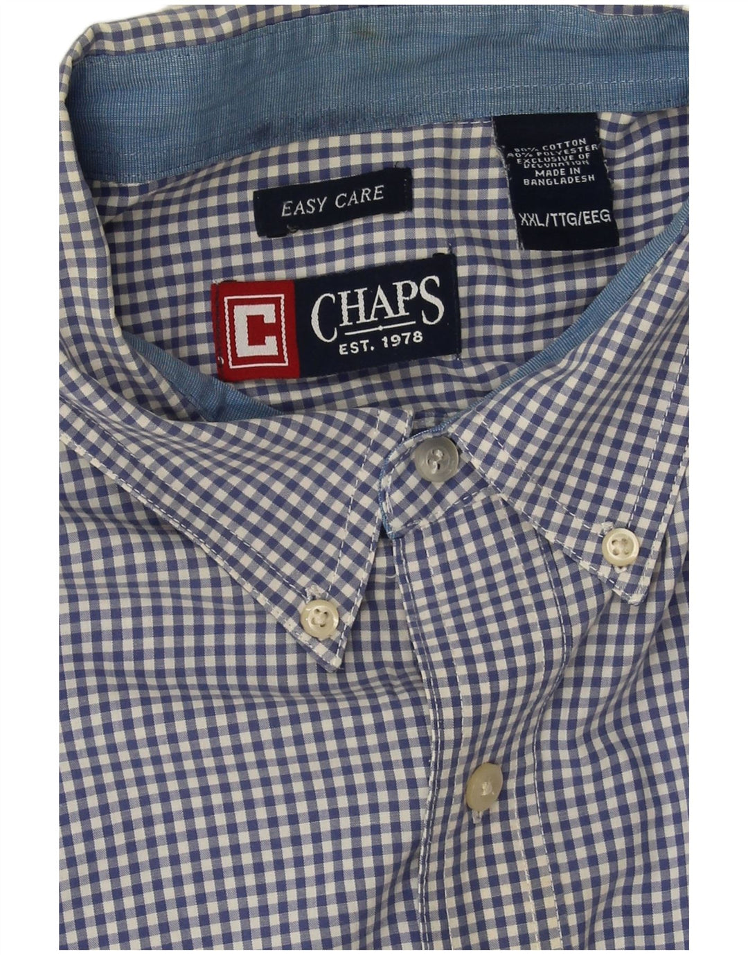 Chaps Herrenhemd 2XL, blau kariert, Baumwolle