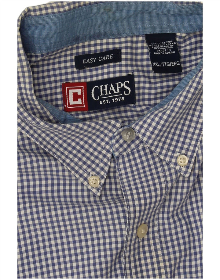 Chaps Herrenhemd 2XL, blau kariert, Baumwolle