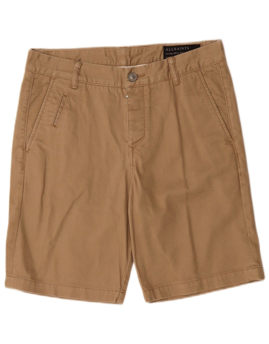 All Saints Mens Chino Shorts W30 Medium Beige Cotton