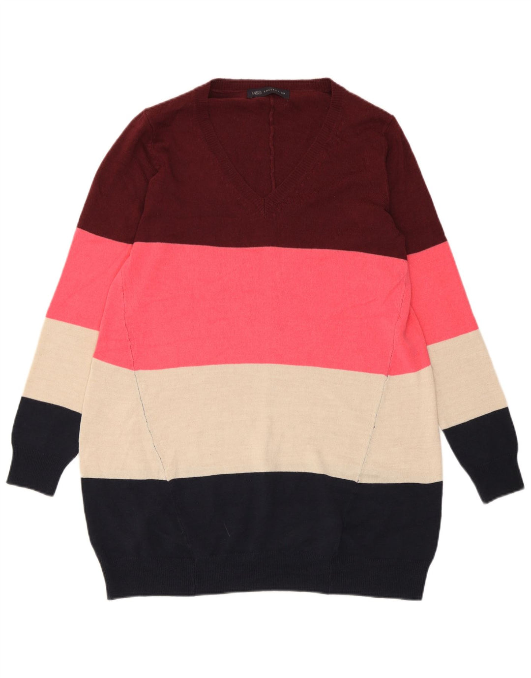 Marks & Spencer Womens V-Neck Jumper Sweater UK 6 XS Multicoloured