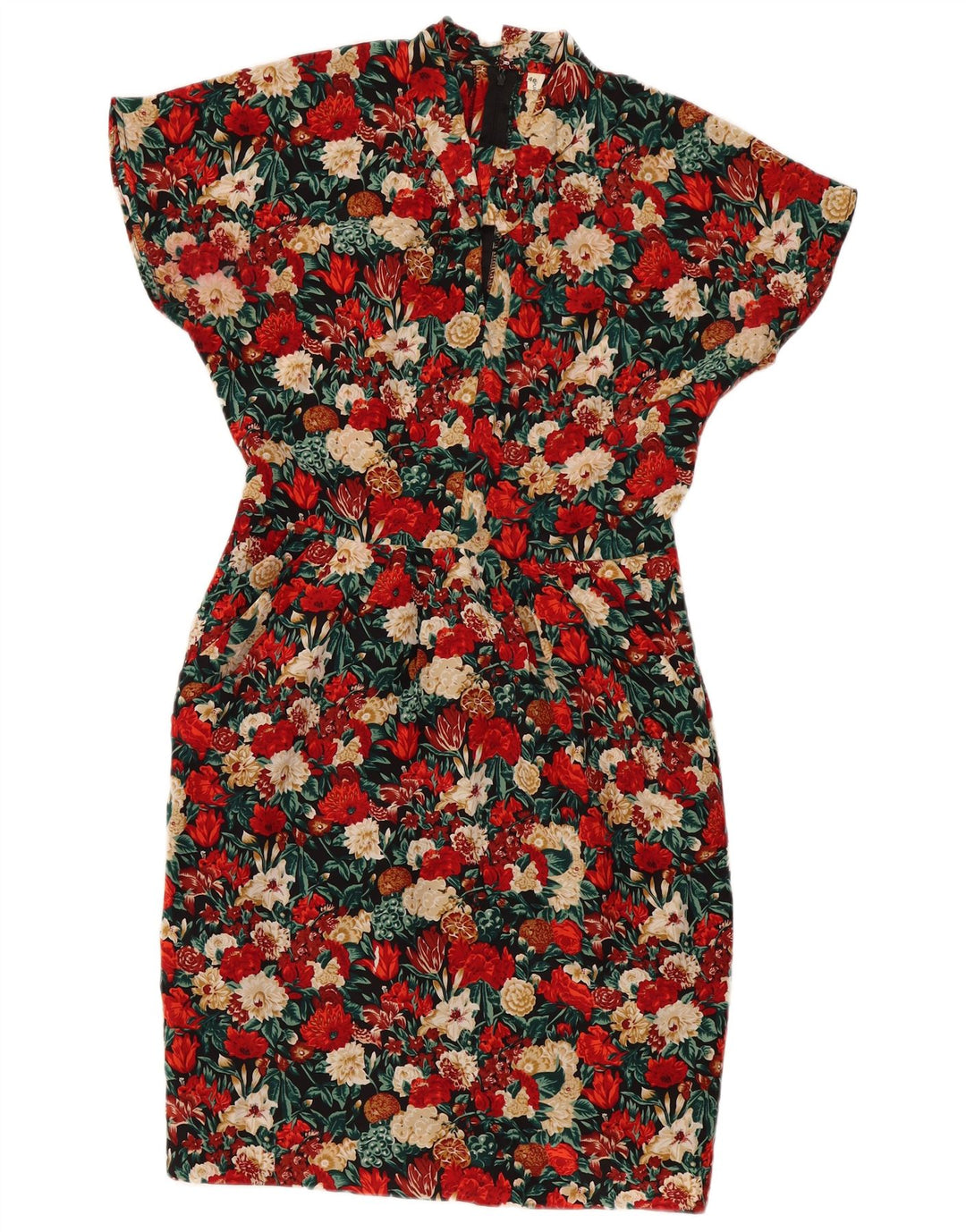 robe fourreau femme vintage IT 46 Grande soie florale multicolore