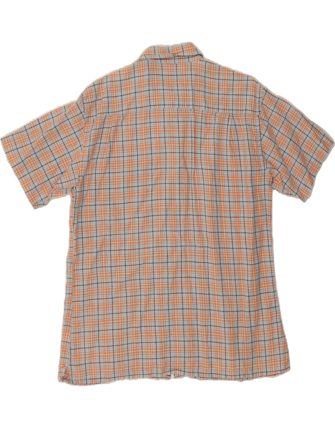 VINTAGE Mens Short Sleeve Shirt Large Blue Check Ramie Vintage Vintage and Second-Hand Vintage from Messina Hembry 