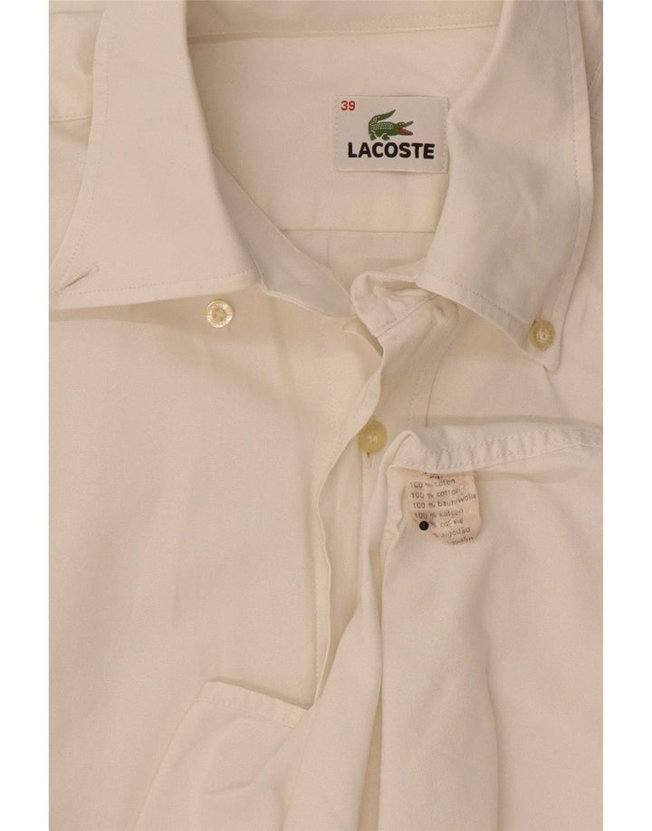 Lacoste Mens Short Sleeve Shirt Size 39 Medium White Cotton