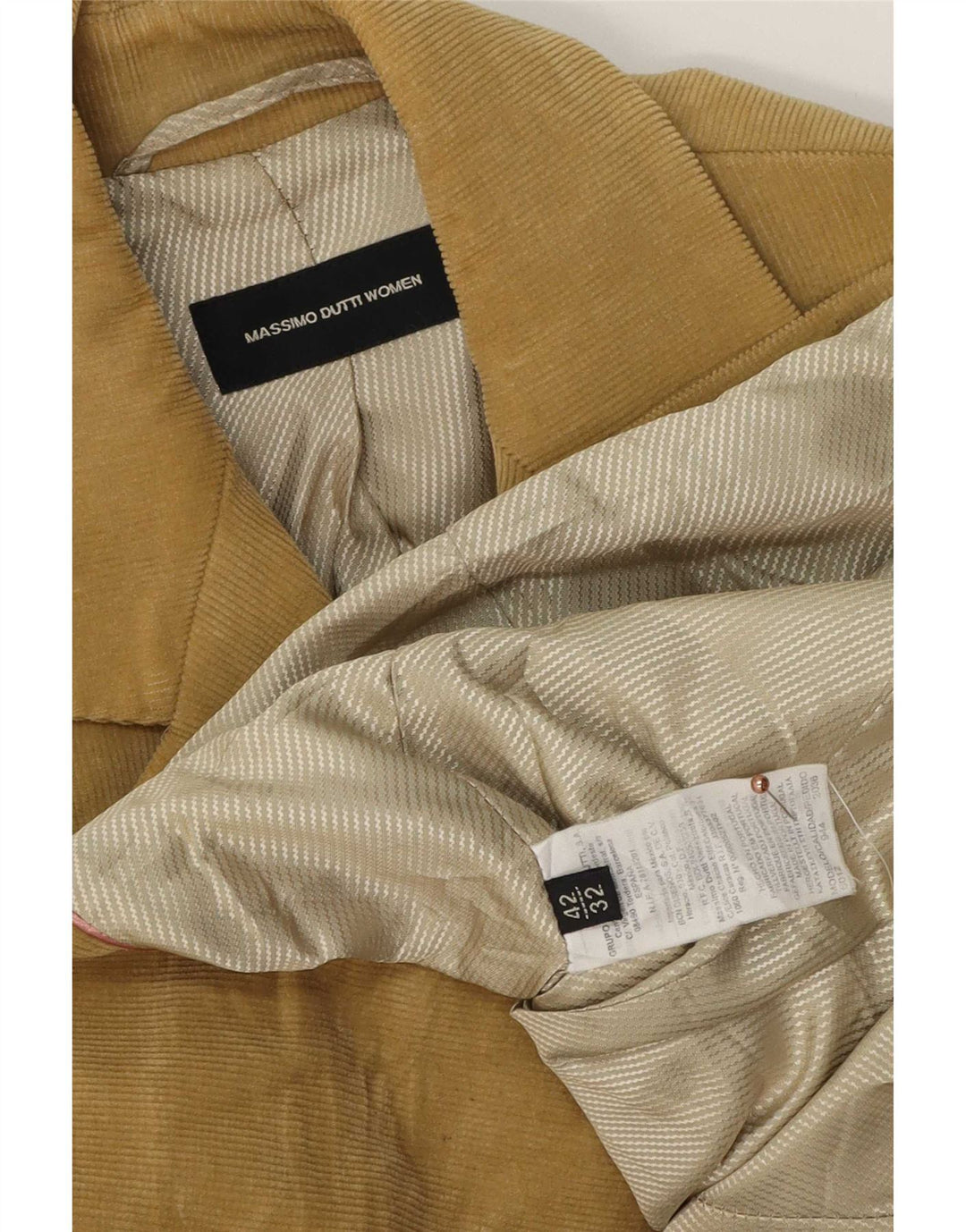Massimo Dutti Veste blazer en velours côtelé à 2 boutons pour femme EU 42 Large Beige