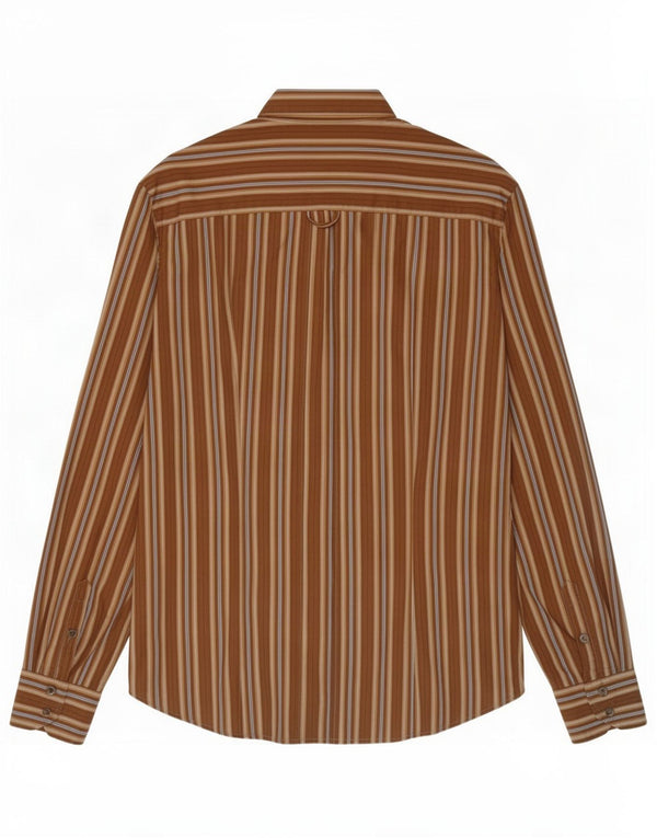 Dolce & Gabbana Mens Shirt Large Brown Striped Cotton