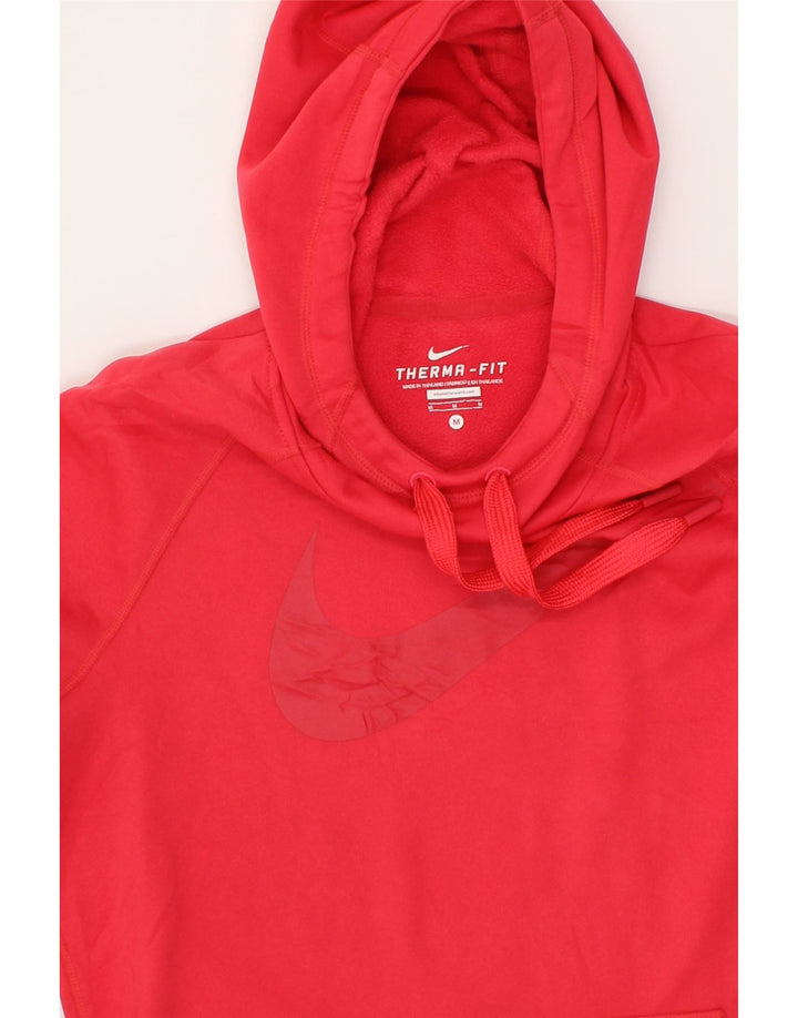NIKE Womens Therma-Fit Hoodie Jumper UK 14 Medium Red Polyester Vintage Nike and Second-Hand Nike from Messina Hembry 