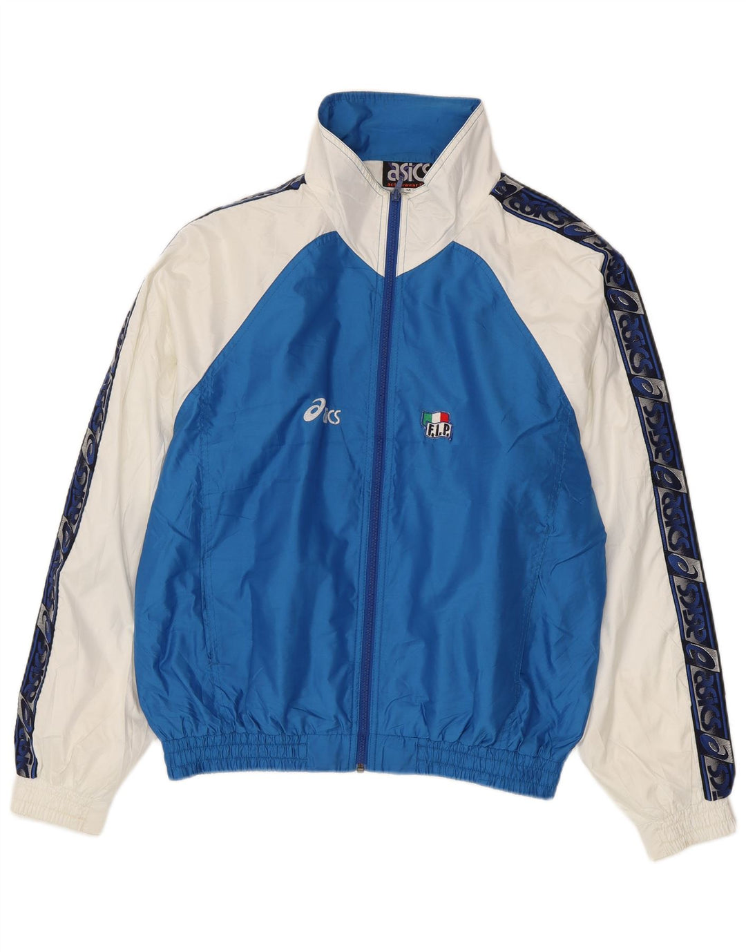 Asics Hombre Graphic Chándal Top Chaqueta Poliéster Colorblock Azul Medio