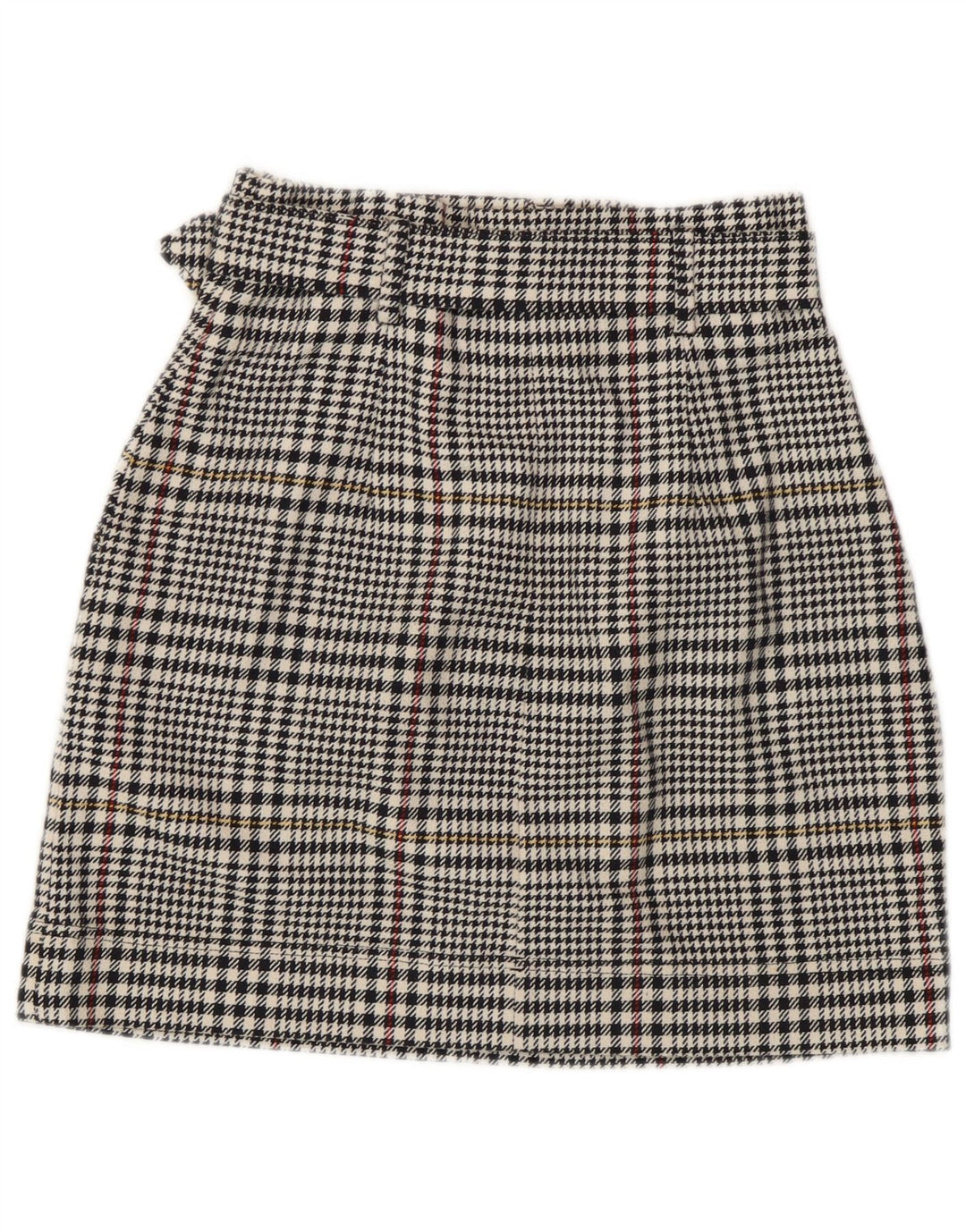 Marks & Spencer Dame Mini-nederdel UK 8 Small W26 Black Houndstooth Bomuld