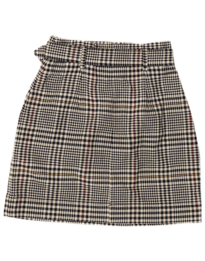 Marks & Spencer Dame Mini-nederdel UK 8 Small W26 Black Houndstooth Bomuld