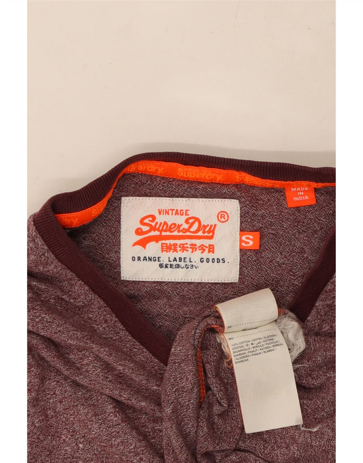 SUPERDRY Mens T-Shirt Top Small Maroon Flecked Cotton