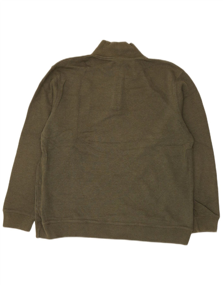 EDDIE BAUER Maglione da uomo con collo a bottoni in cotone kaki medio