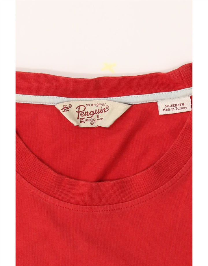 PENGUIN Mens T-Shirt Top XL Red Cotton Vintage Penguin and Second-Hand Penguin from Messina Hembry 