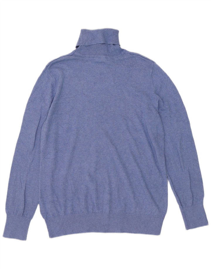 L.L.Bean Mens Roll Neck Jumper Sweater Large Blue Cotton