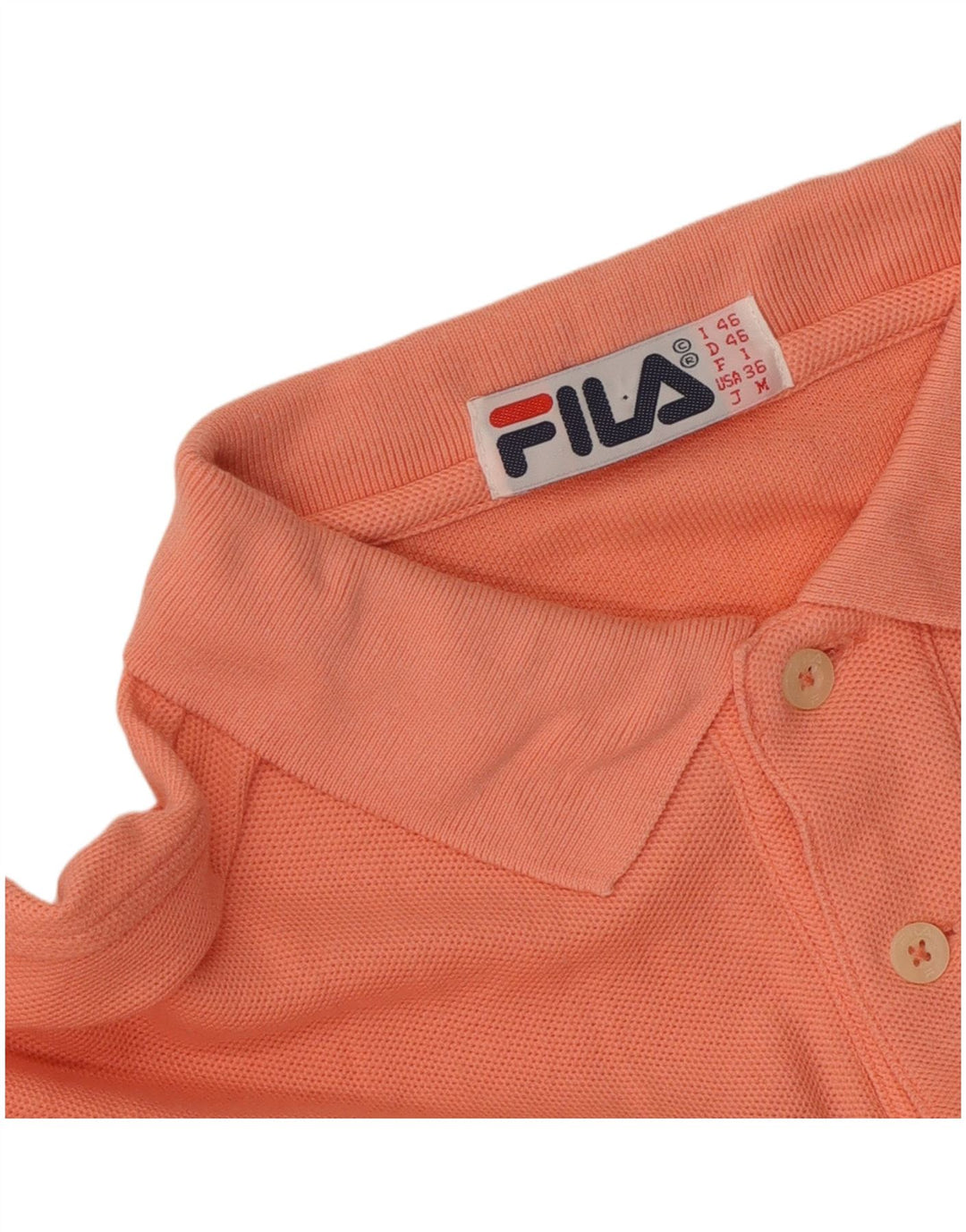 Fila Mens Long Sleeve Polo Shirt IT 46 Small Orange