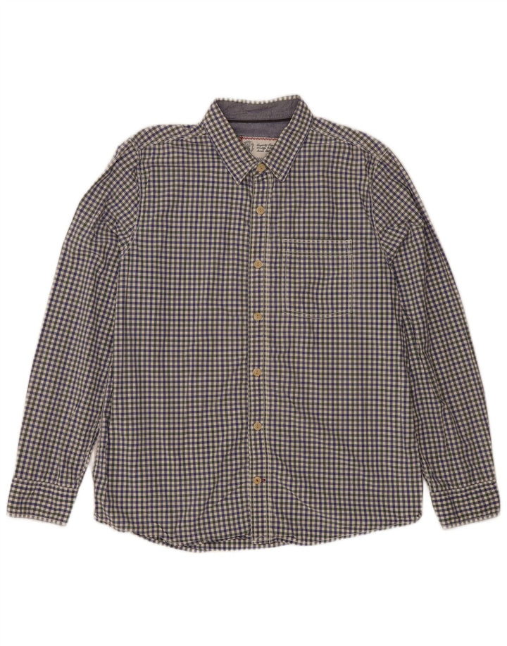 Fat Face Mens Shirt XL Navy Blue Gingham Cotton