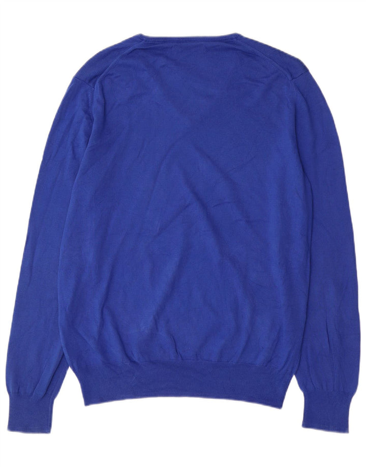 Maglione Zara da uomo con scollo a V in cotone blu medio