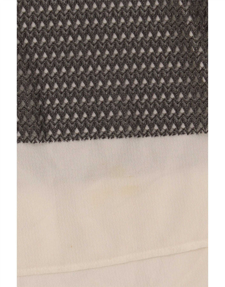 Zara Womens Sleeveless See Through Top UK 16 Large Grey Colourblock