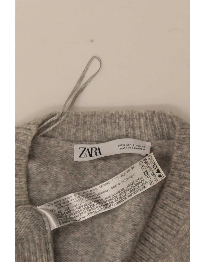 Zara Herre V-hals sweater lille grå akryl