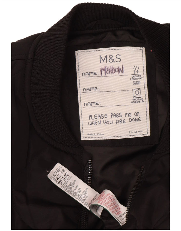 MARKS & SPENCER Boys Padded Gilet 11-12 Years Black Polyester