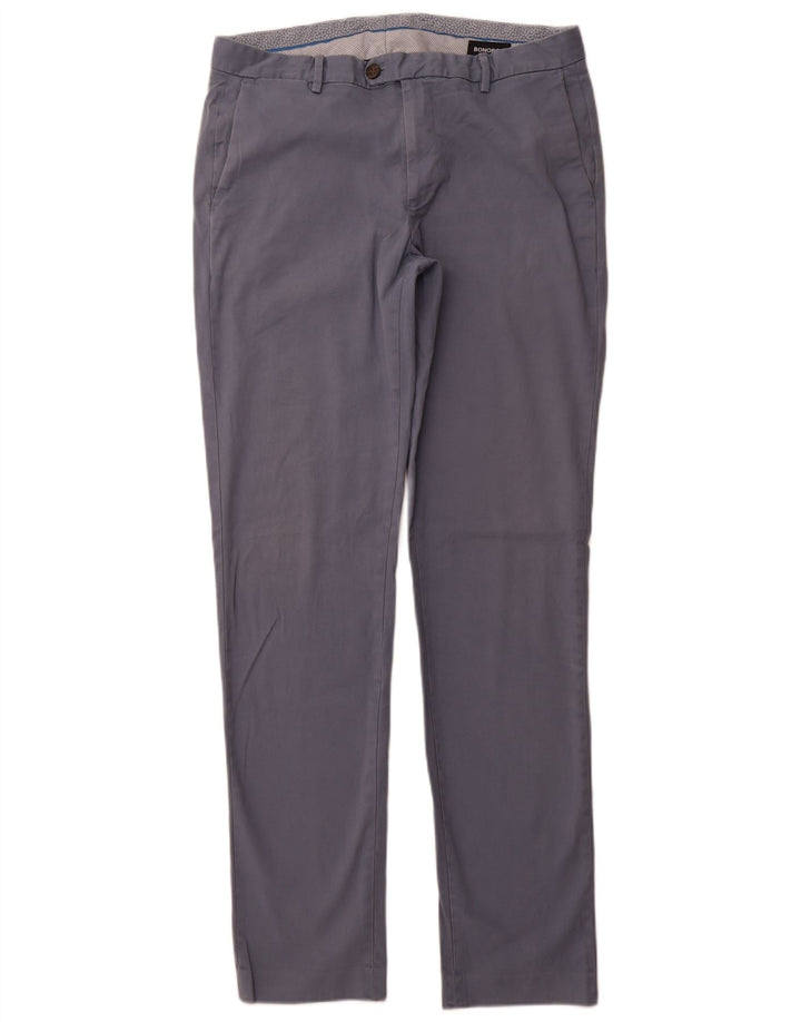 BONOBOS Mens Slim Suit Trousers W34 L36 Blue Cotton